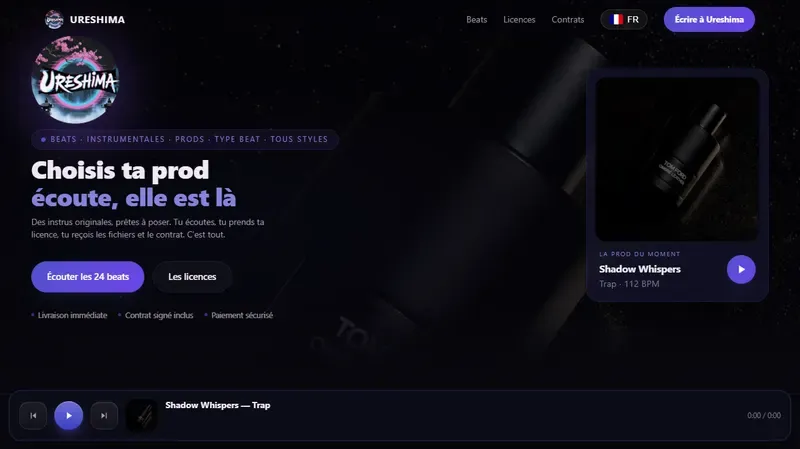 Ureshima Beats — vente de licences d'instrumentales en ligne