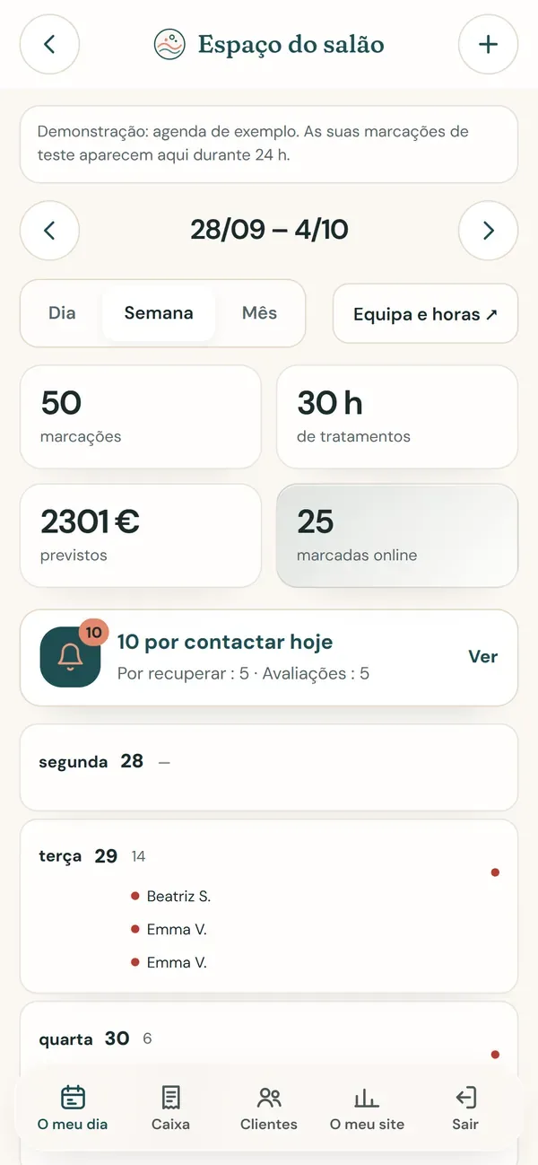 Marcações online