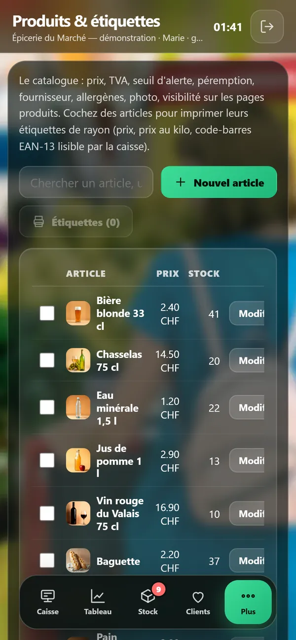 On a phone : Products and labels