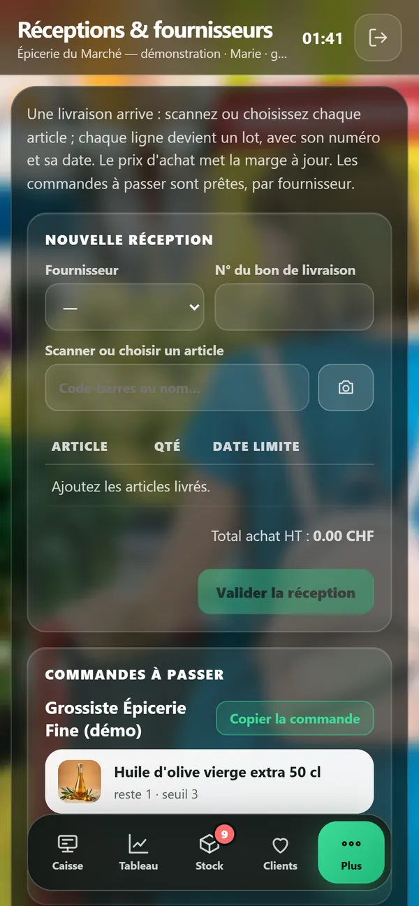 On a phone : Deliveries and suppliers