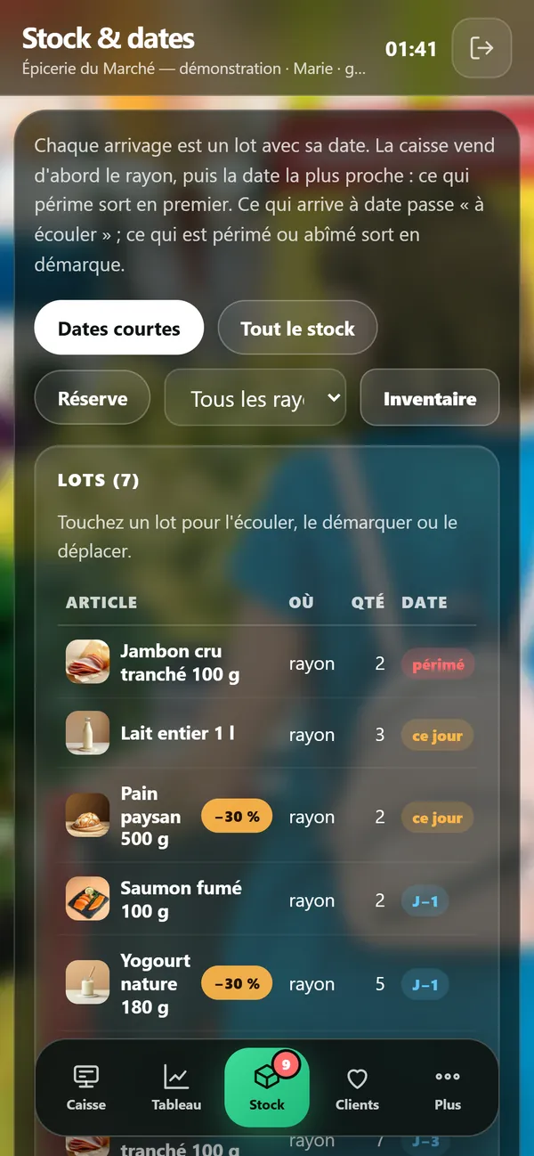 On a phone : Stock and dates