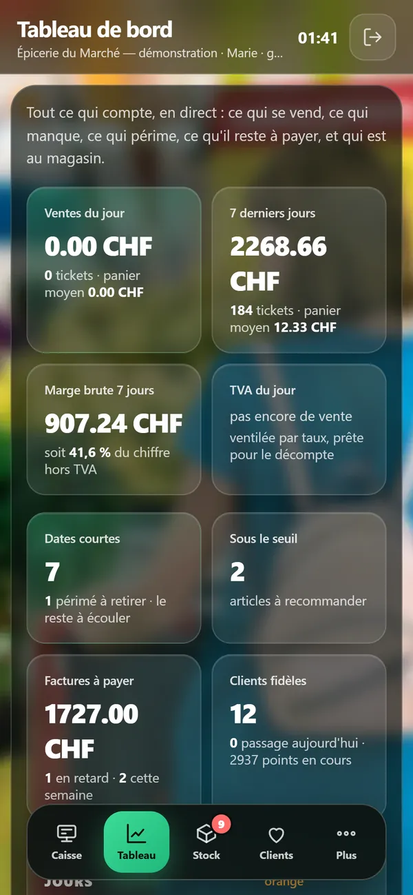 On a phone : The dashboard