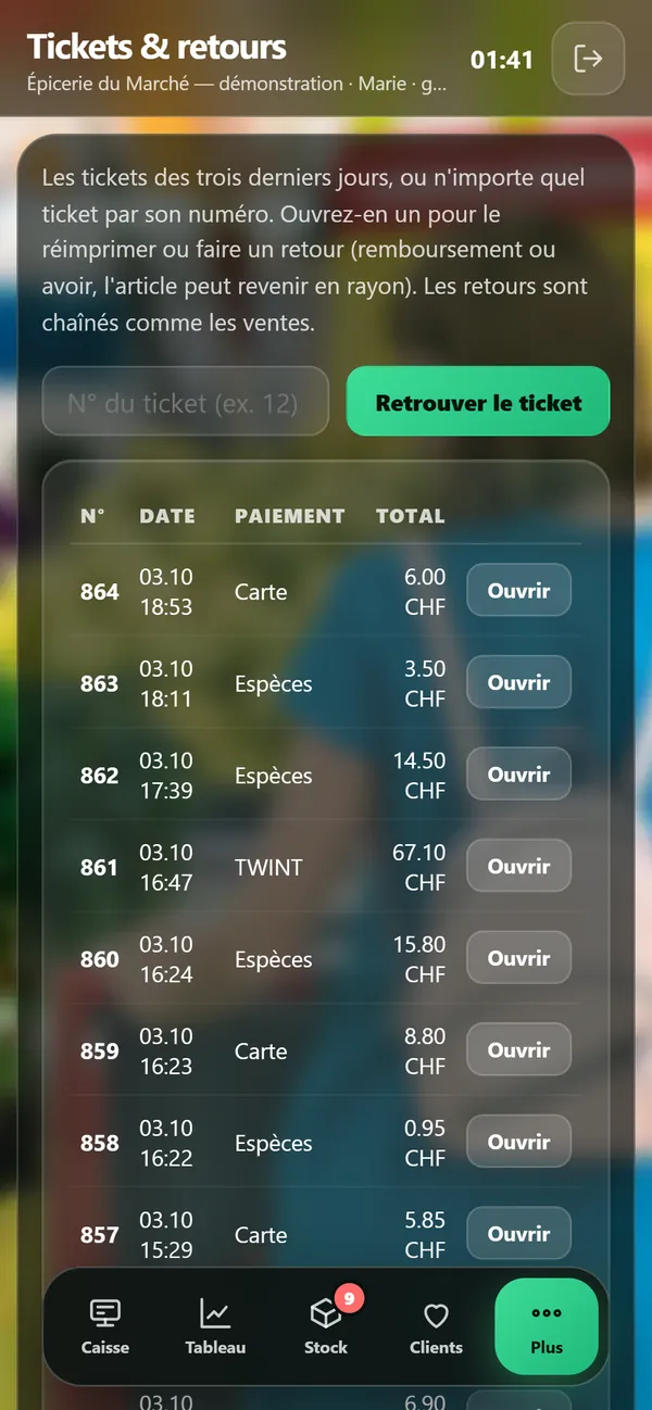 On a phone : Receipts and returns