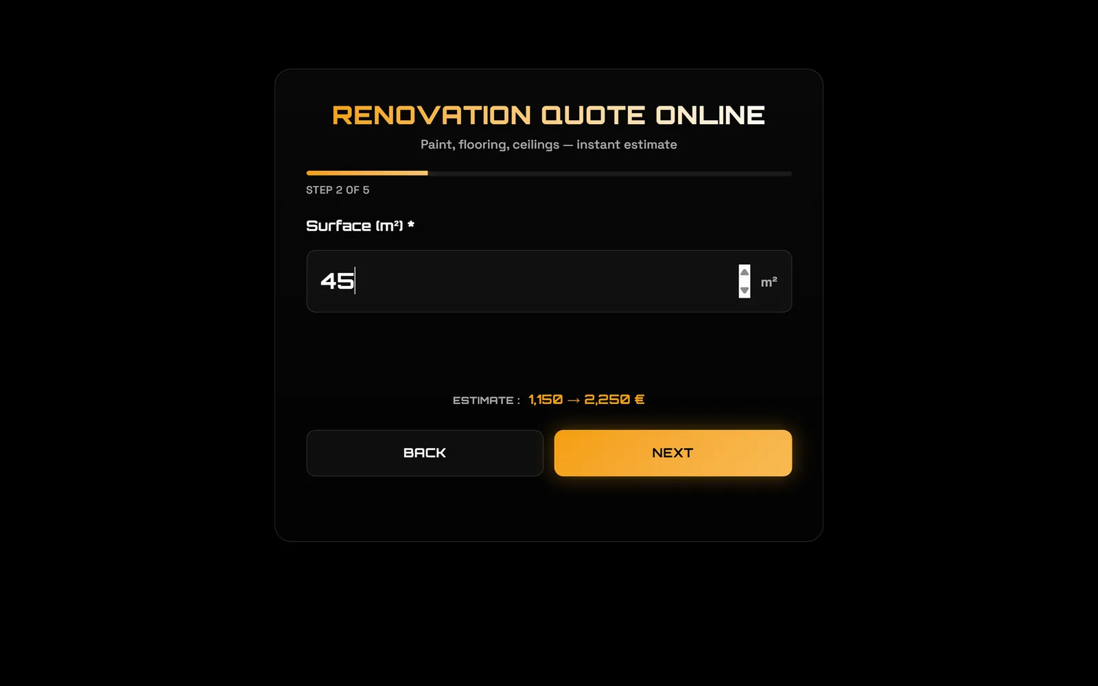 On a computer : The area, and the price appears
