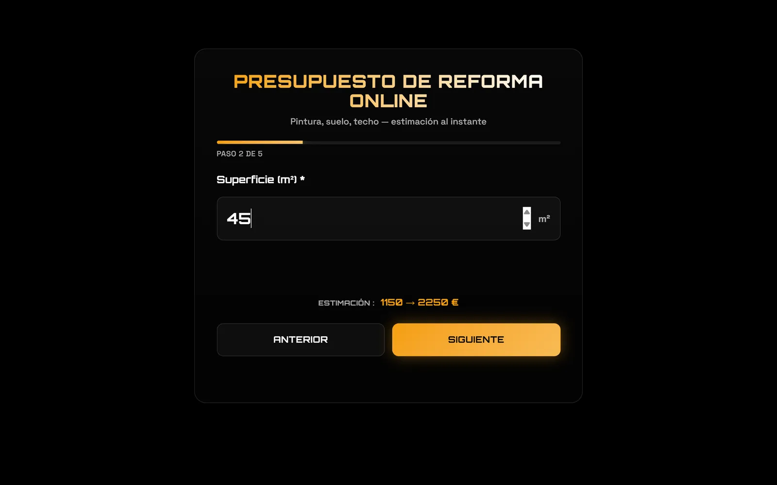 En el ordenador : La superficie, y aparece el precio