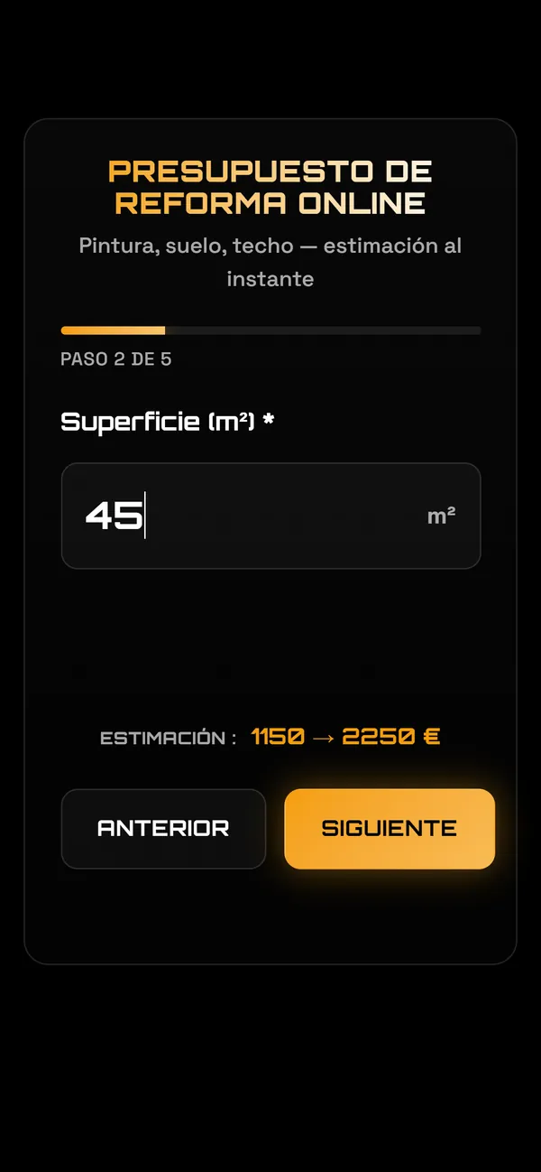En el móvil : La superficie, y aparece el precio