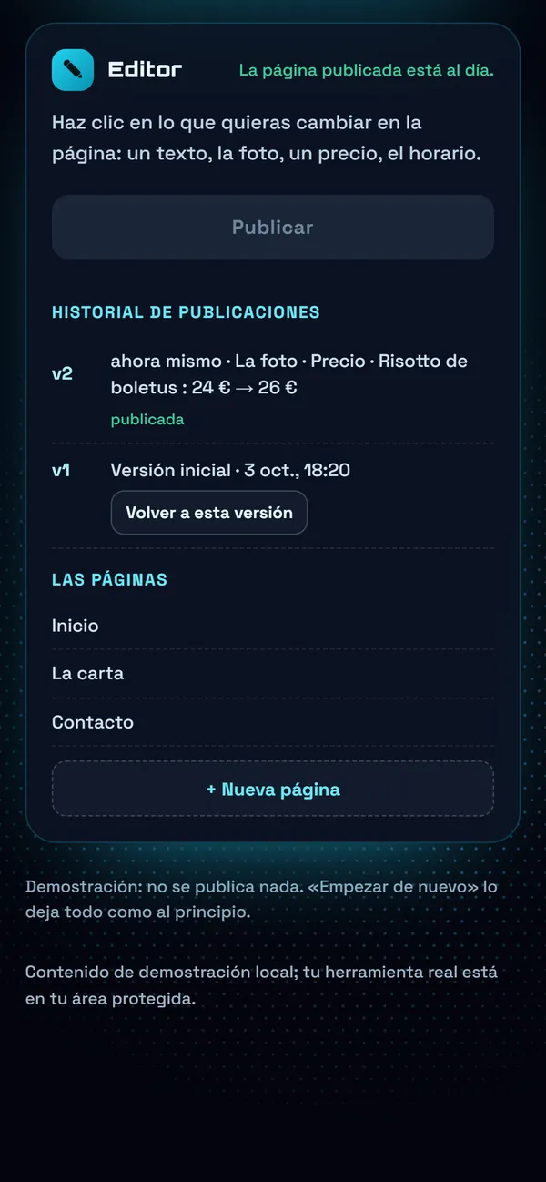 En el móvil : Publicar y guardar el historial