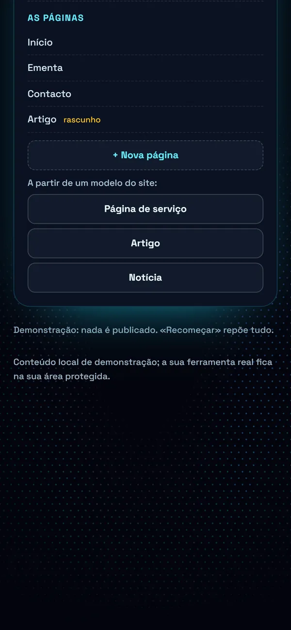 No telemóvel : Uma página nova