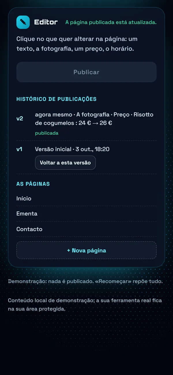 No telemóvel : Publicar e guardar o histórico
