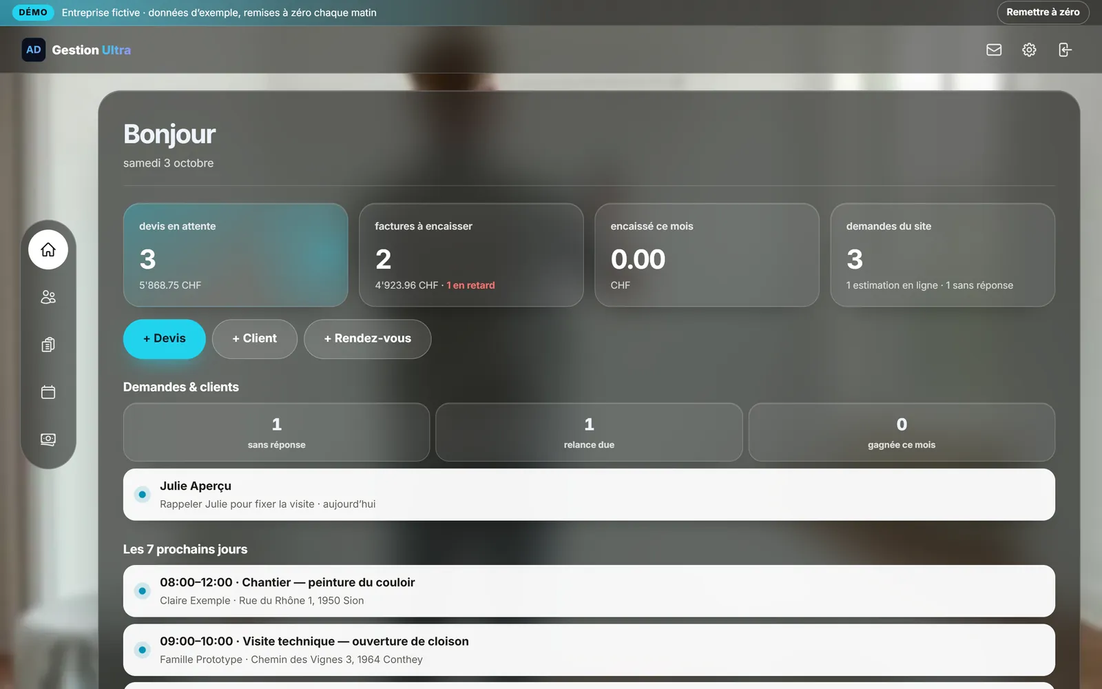 On a computer : The dashboard