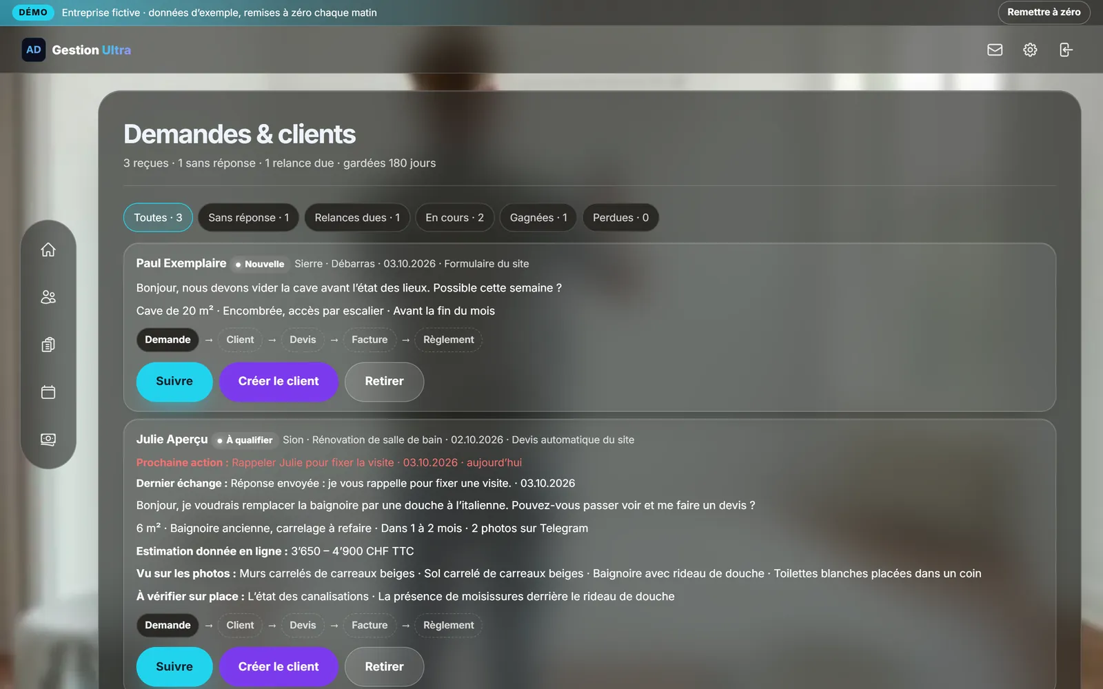 On a computer : Website enquiries