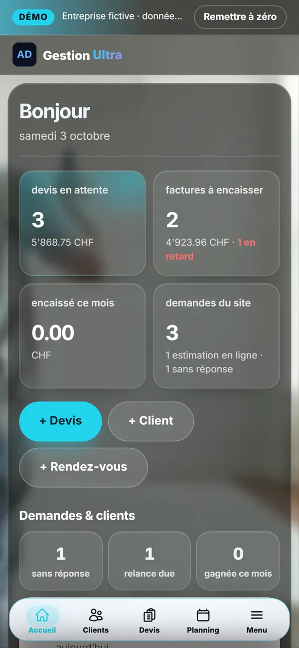 On a phone : The dashboard