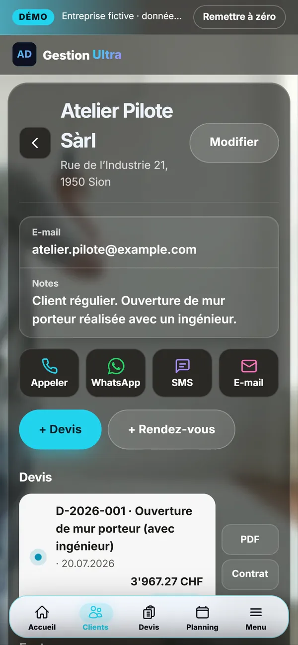 On a phone : The customer record