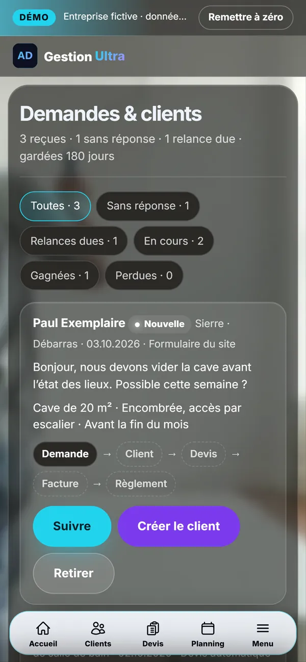 On a phone : Website enquiries