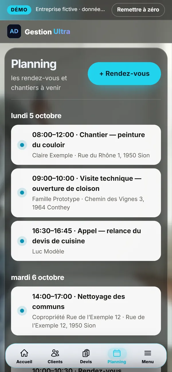 On a phone : The schedule