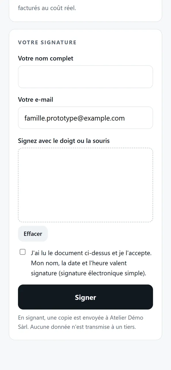 On a phone : Online signature