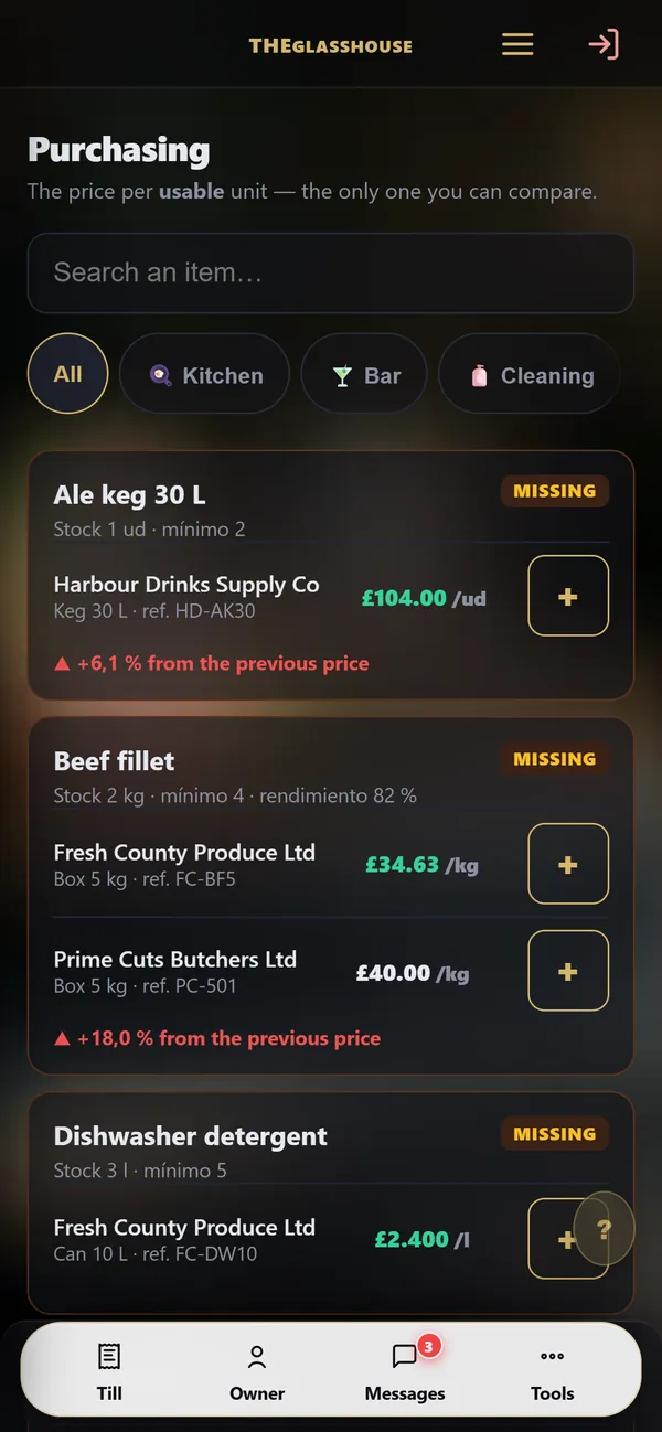 On a phone : Purchasing and suppliers