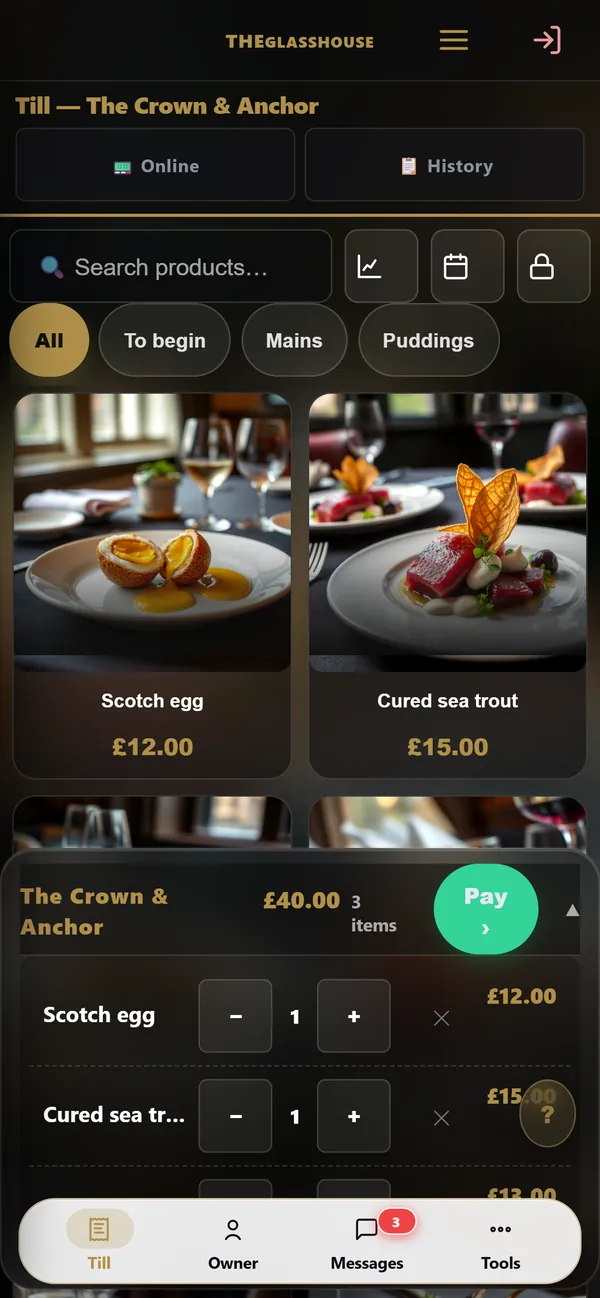 On a phone : The till