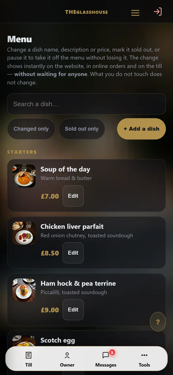 On a phone : Your menu