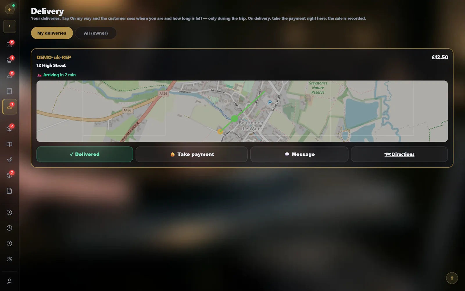 On a computer : Delivery