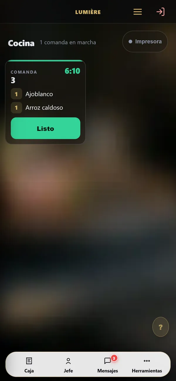 En el móvil : Cocina y pase