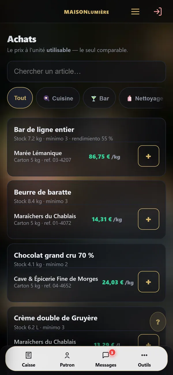 No telemóvel : Compras e fornecedores