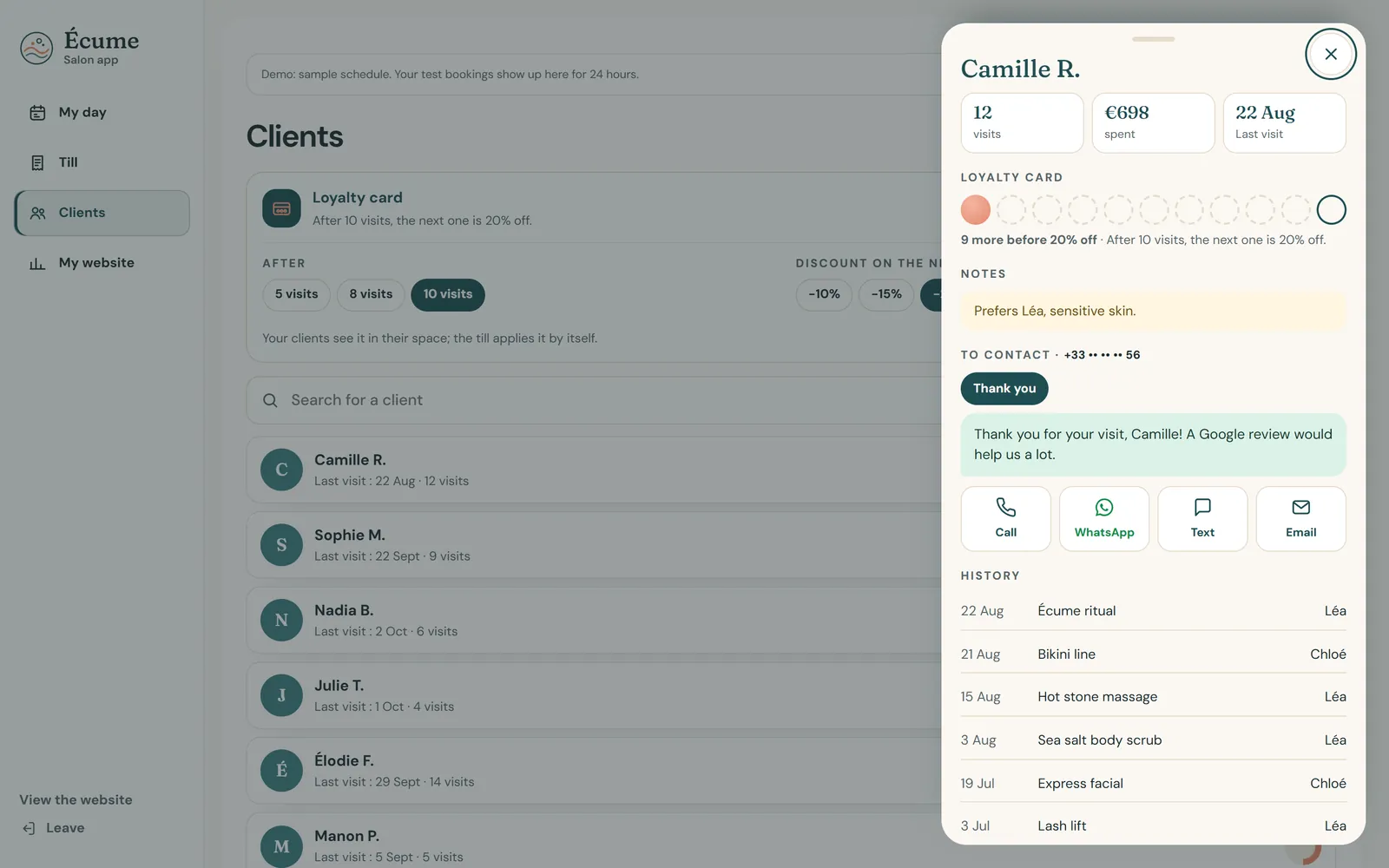 On a computer : The client record