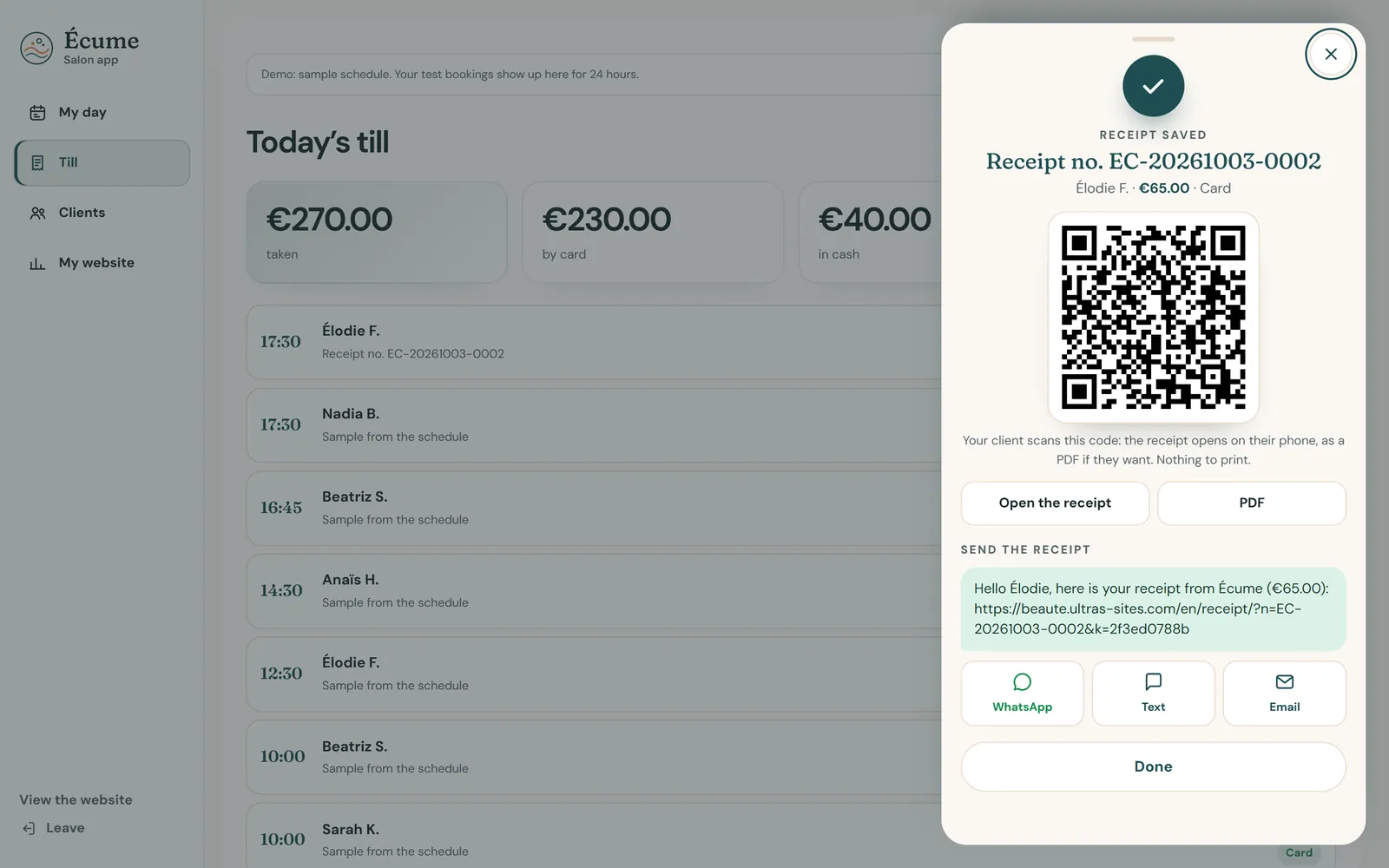 On a computer : The receipt by QR code