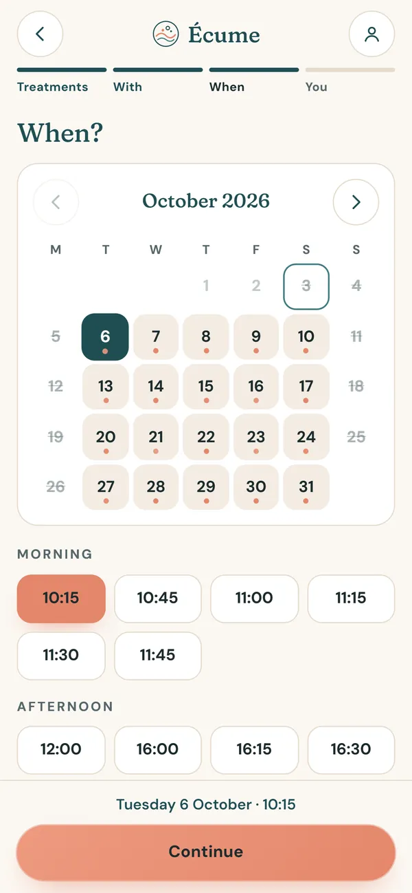 On a phone : Booking on your website