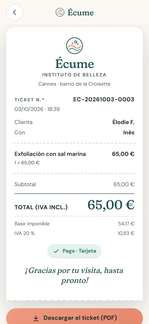 En el móvil : El ticket por código QR