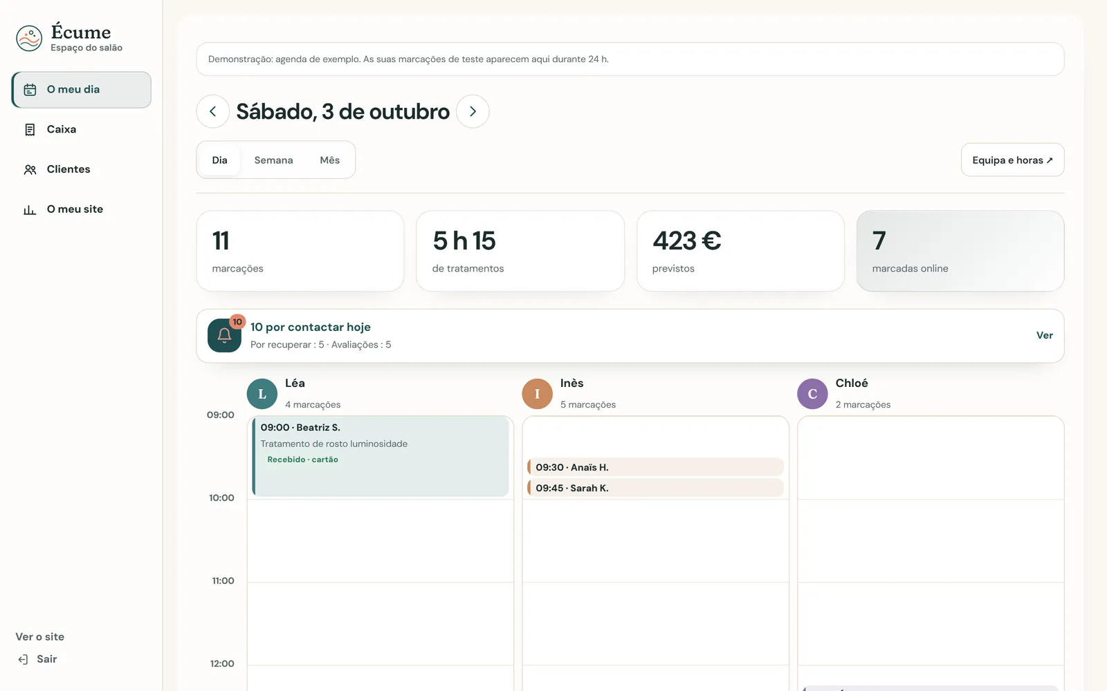 No computador : O seu dia