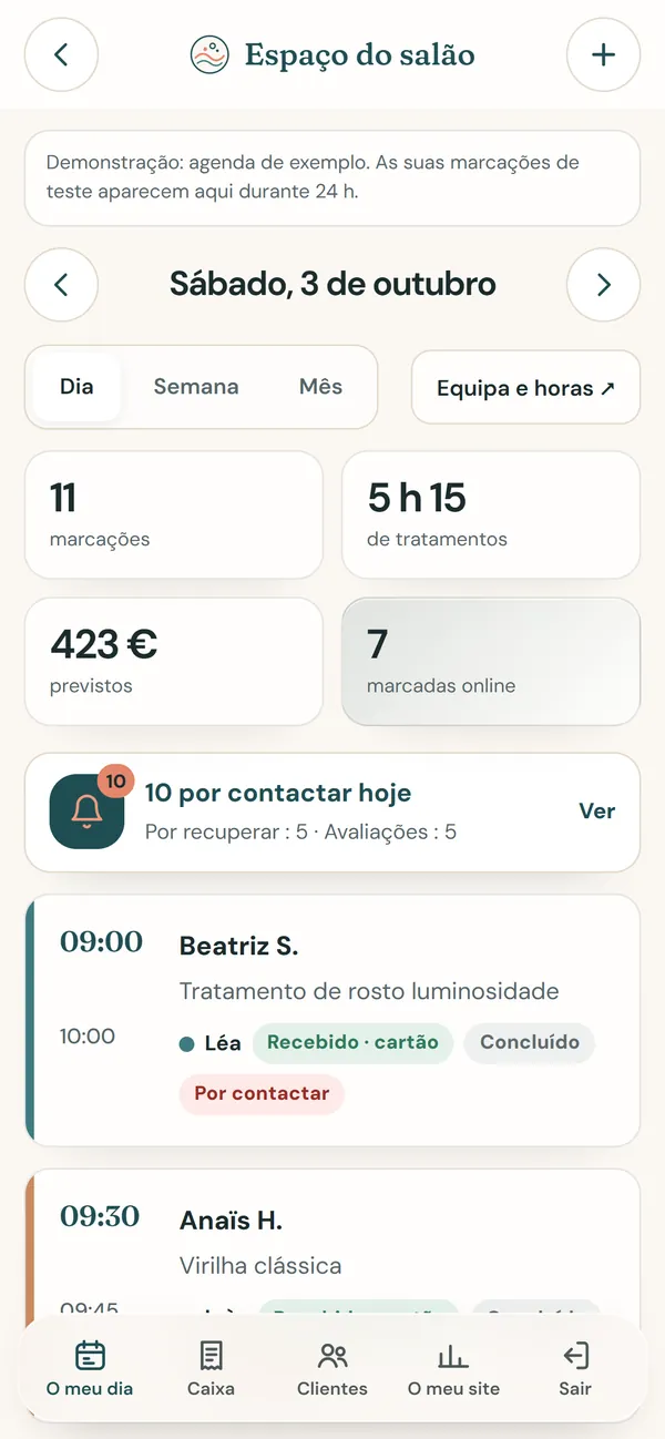 No telemóvel : O seu dia