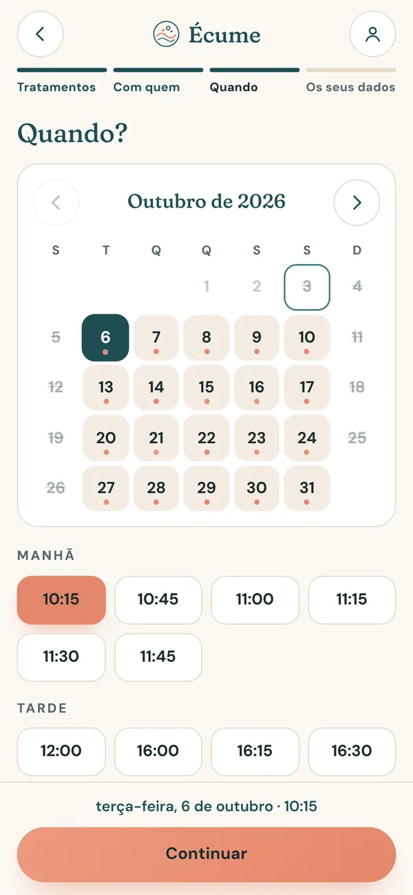 No telemóvel : A marcação no seu site